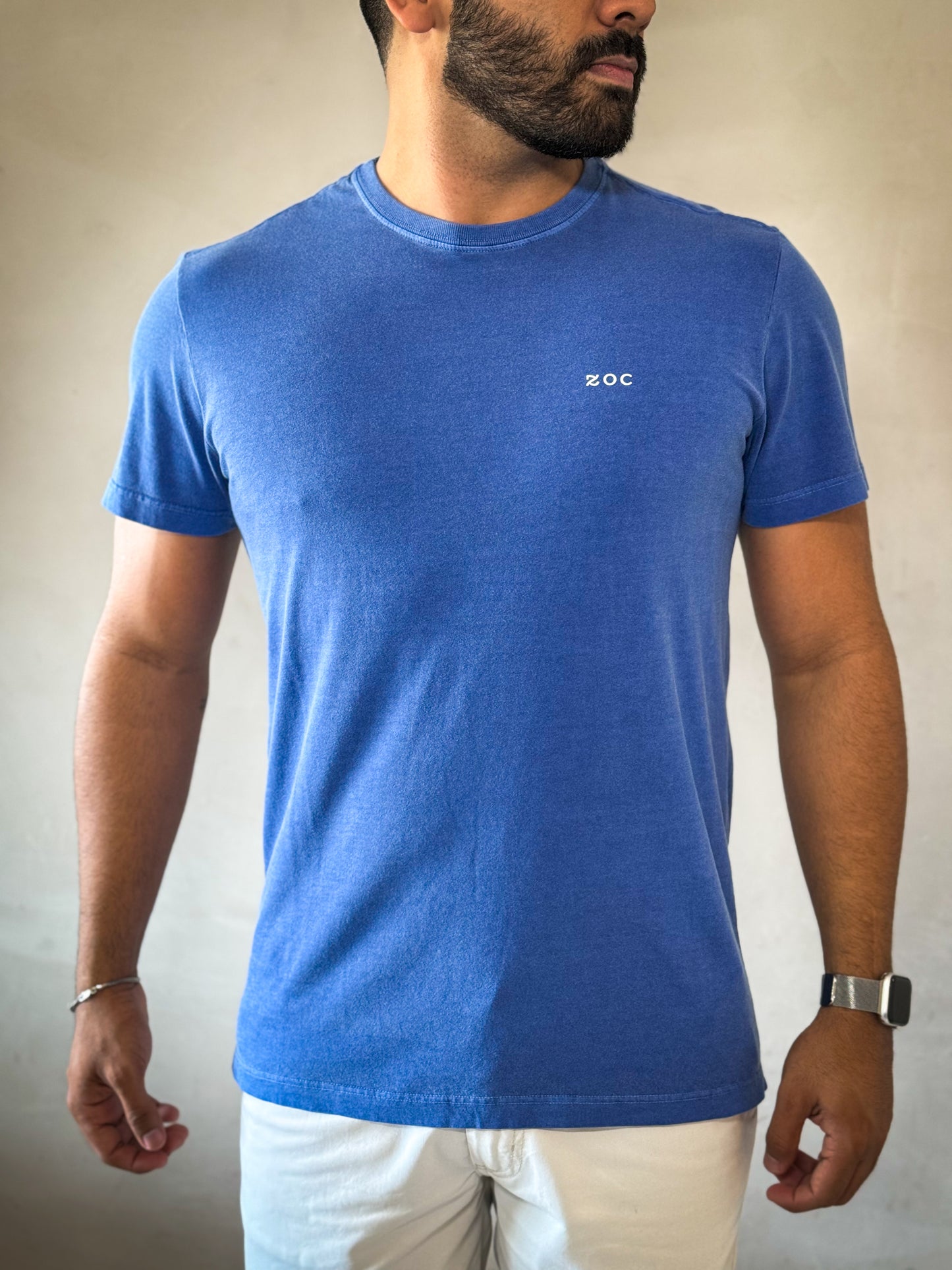 Camiseta Basica Zoc - Azul/Silver/Marrom