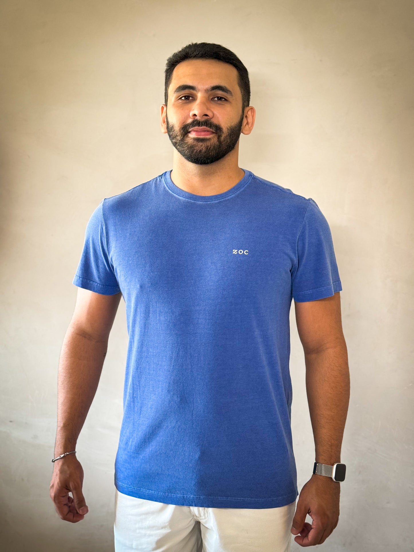 Camiseta Basica Zoc - Azul/Silver/Marrom
